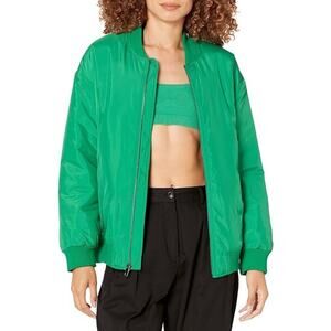 NEW The Drop Oliver Women's Large Nylon Bomber Jacket Green